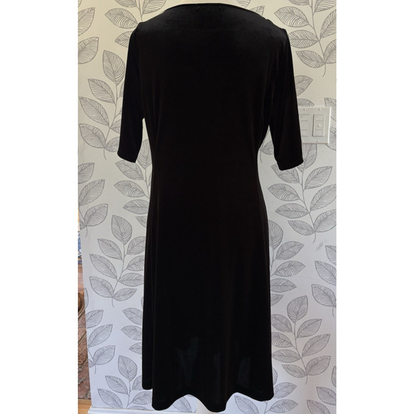 LANDS END Black Velvet Velour Dress Size MP 10-12 Holiday Party Formal Gothic - Picture 5 of 13